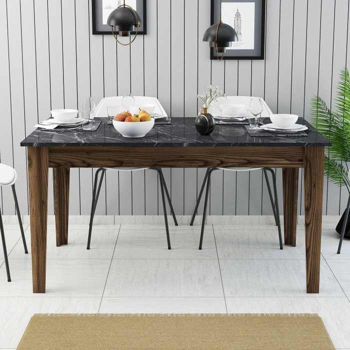 Hanah Home Milan 518 Mesa de Comedor Nogal y Negro Hanah Home Milan 518 Mesa de Comedor Nogal y Negro